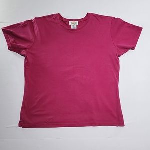Talbots Women Short Sleeve Hot Pink Top Shirt Size- Medium